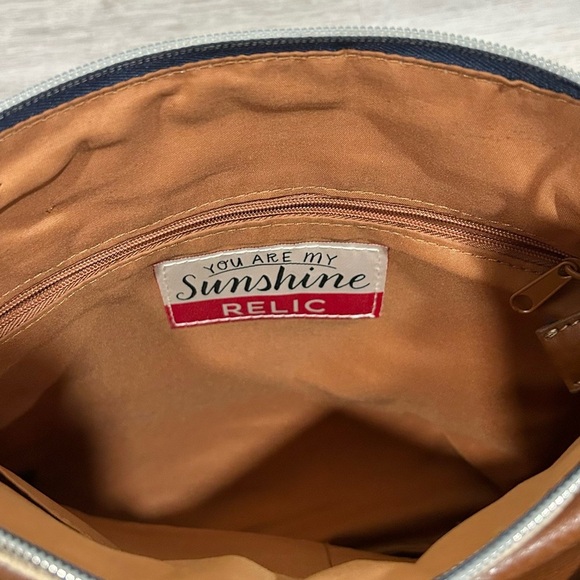 Relic Fossil Canvas Faux Leather Medium Crossbody Purse Striped Shoulder Bag - Picture 7 of 13